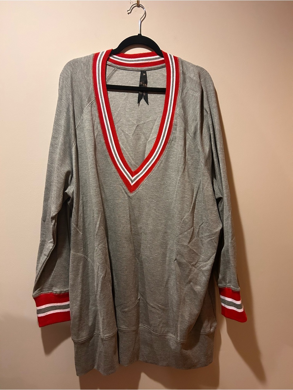 Melissa McCarthy seven7 Plus Size 3x Athletic V-Neck Sweatshirt Boyfriend Relax
